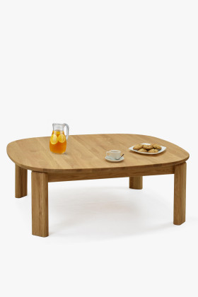 Tömör tölgyfa ovális dohányzóasztal 110x110 cm, természetes olajozású