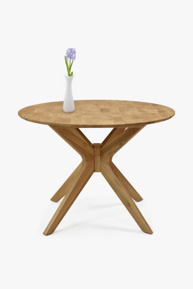 Kerek tölgyfa étkezőasztal, 105 cm átmérő, természetes olajozott