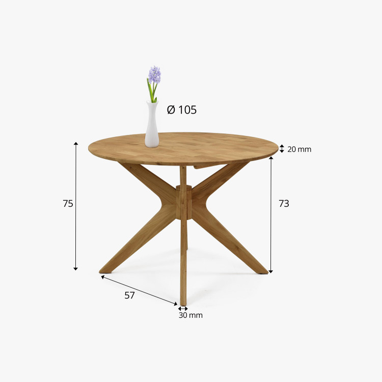 Kerek fa asztal átlós lábakkal  - 6