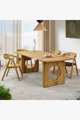 Tölgy étkezőasztal 220 x 95 cm és 4 tölgyfa szék  - 0