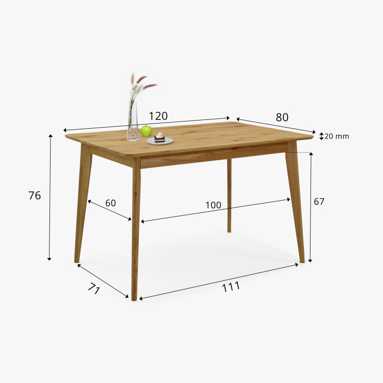 Dub asztal 120 x 80 cm  - 9