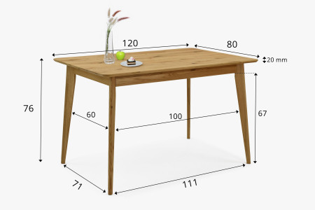 Dub asztal 120 x 80 cm  - 9