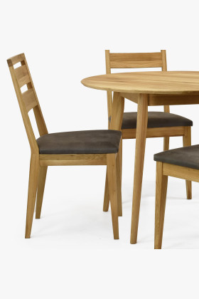 Fa tömör tölgy étkezőszék kárpitozott ülőrésszel  - 0 2