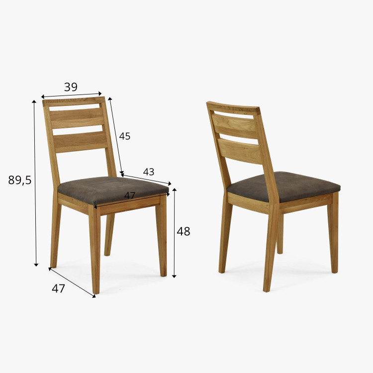 Fa tömör tölgy étkezőszék kárpitozott ülőrésszel  - 8