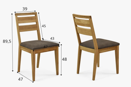 Fa tömör tölgy étkezőszék kárpitozott ülőrésszel  - 8