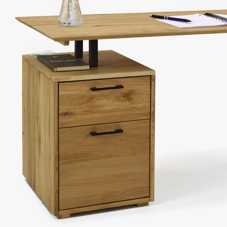 Tölgyfa munkapult fiókkal és fém lábakkal  - 2