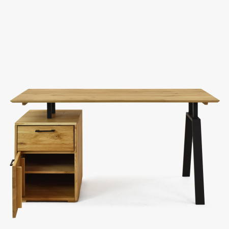 Tölgyfa munkapult fiókkal és fém lábakkal  - 5