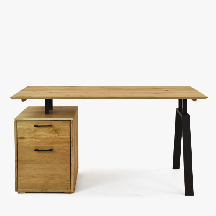 Tölgyfa munkapult fiókkal és fém lábakkal  - 6