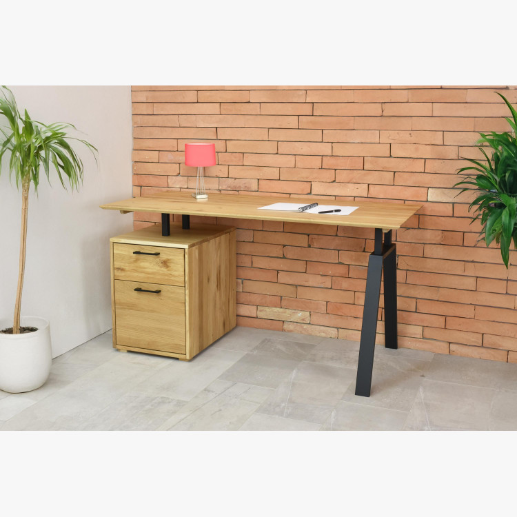 Tölgyfa munkapult fiókkal és fém lábakkal  - 8