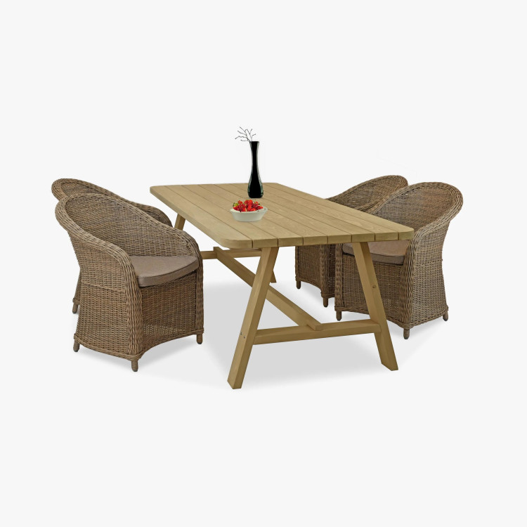 Rattan kerti szék - barna  - 7