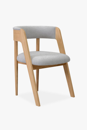 Luxusos tölgyfa fotel szürke anyagban  - 0 2