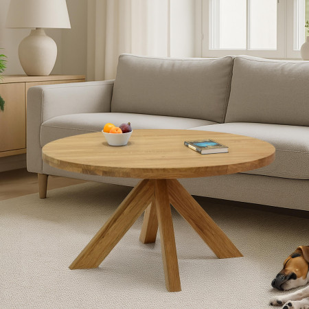 Kerek, fából készült dohányzóasztal, 90 cm átmérőjű  - 0