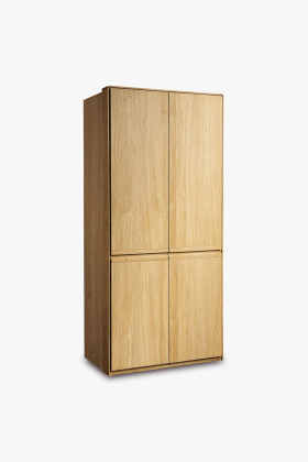 Modern natúr tölgyfa ruhásszekrény lekerekített sarkokkal, Típus 02