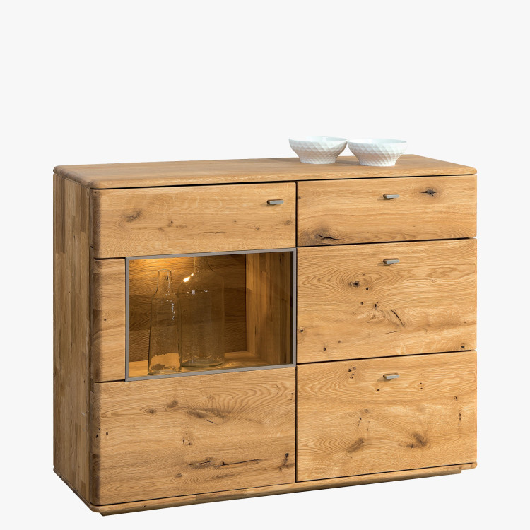 Alacsony komód egy üvegezett résszel tölgyből ON  - 0