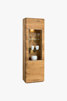 Tölgy keskeny vitrineszekrény Texas, TÍPUS 11 (Ajtónyitás jobbra)  - 0