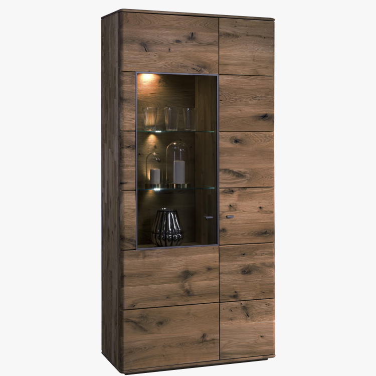 Magas keskeny komód szélesebb üveges résszel, TYP 12 DP  - 0