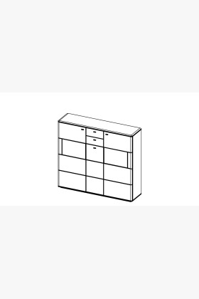 Magas és hosszú komód két üvegezett ajtóval, TYP 47 DP  - 0 2