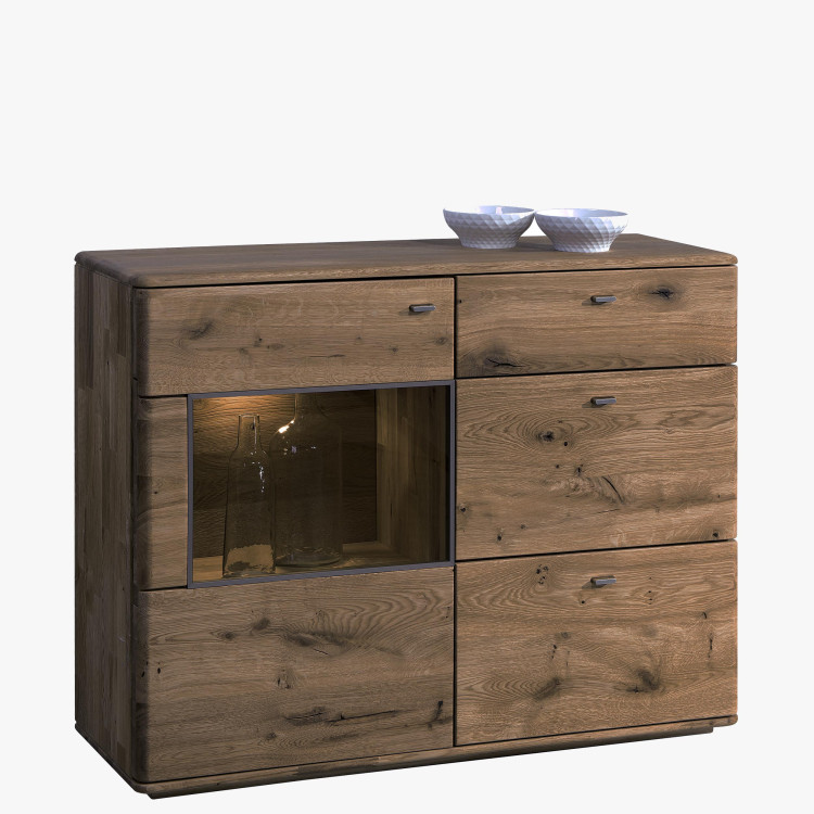 Alacsony komód egy üvegezett résszel tölgyfából DP  - 0