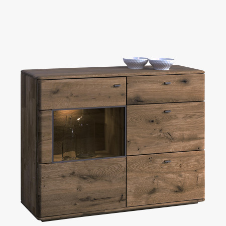 Alacsony komód egy üvegezett résszel tölgyfából DP  - 0