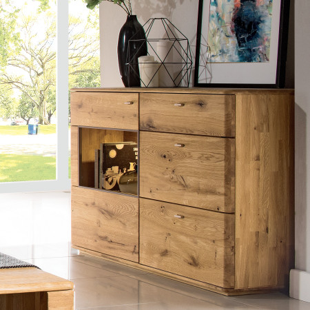 Alacsony komód egy üvegezett résszel tölgyfából DP  - 8