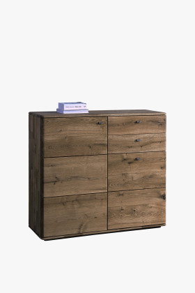 Magas tölgyfa komód Texas típusban, égett tölgy színű, 1168 mm széles