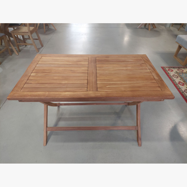 Teakfa kerti asztal – 120 × 70 cm, tömörfa, összecsukható  - 0
