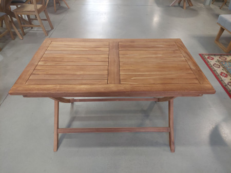 Teakfa kerti asztal – 120 × 70 cm, tömörfa, összecsukható  - 0