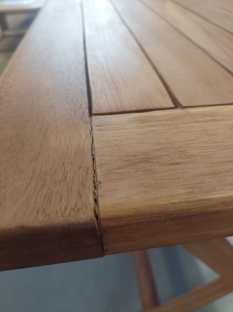 Teakfa kerti asztal – 120 × 70 cm, tömörfa, összecsukható  - 2