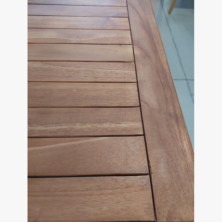 Teakfa kerti asztal – 120 × 70 cm, tömörfa, összecsukható  - 4
