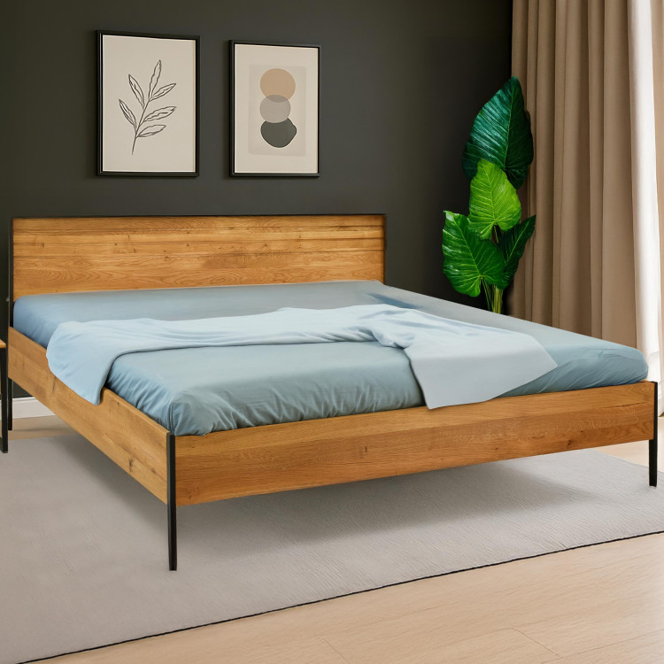 Tölgyfa franciaágy, fém lábakkal 180 x 200  - 0