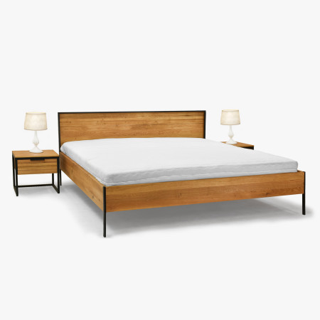 Tölgyfa franciaágy, fém lábakkal 180 x 200  - 5