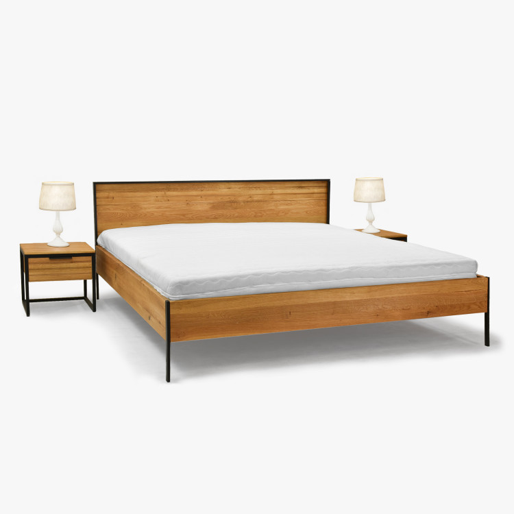 Tölgyfa franciaágy, fém lábakkal 180 x 200  - 6