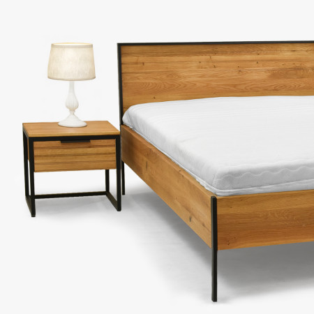 Tölgyfa franciaágy, fém lábakkal 180 x 200  - 7