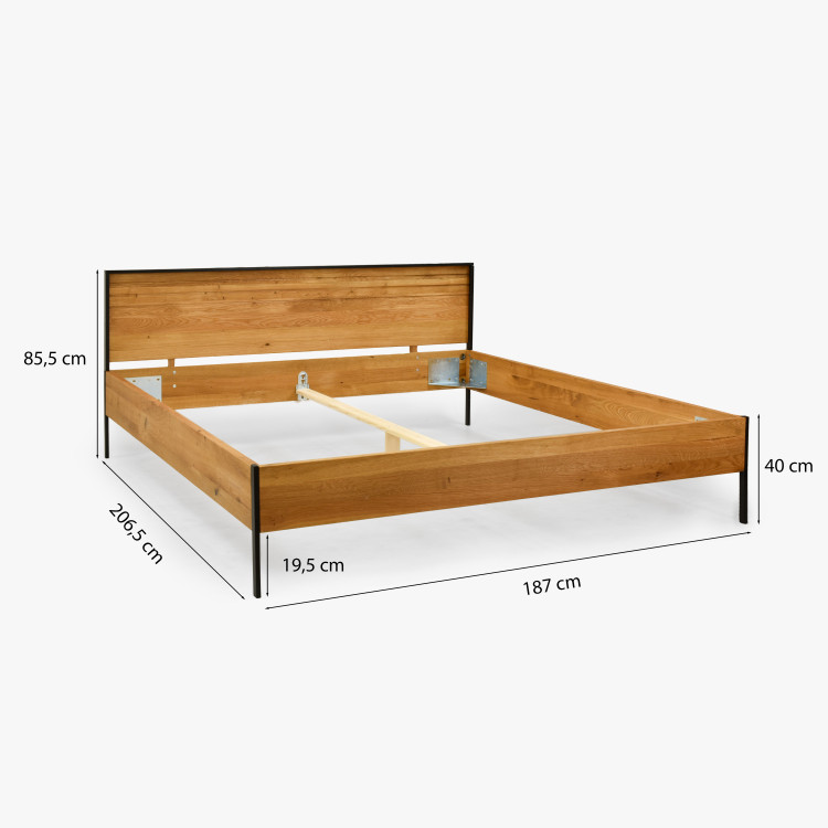 Tölgyfa franciaágy, fém lábakkal 180 x 200  - 8