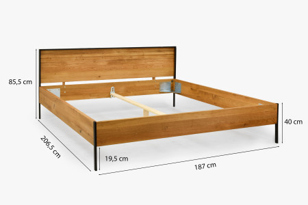 Tölgyfa franciaágy, fém lábakkal 180 x 200  - 8