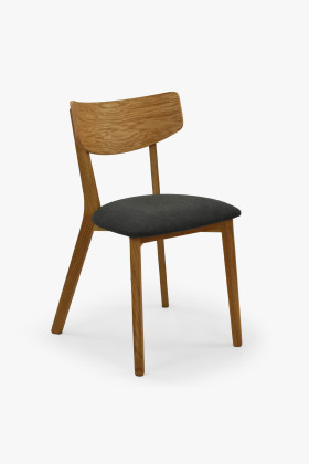 Tölgyfa szék sötétszürke kárpitozással  - 0