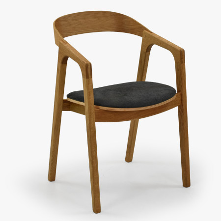 Modern tölgyfa étkezőszék, sötétszürke színben  - 0