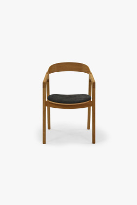 Modern tölgyfa étkezőszék, sötétszürke színben  - 0 2