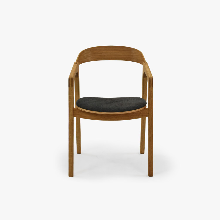 Modern tölgyfa étkezőszék, sötétszürke színben  - 1