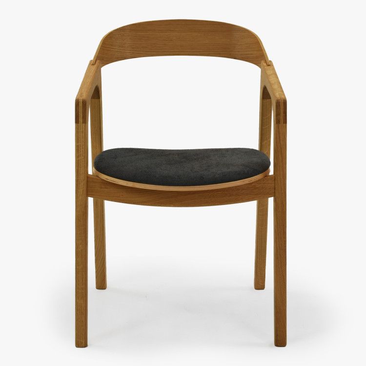 Modern tölgyfa étkezőszék, sötétszürke színben  - 2