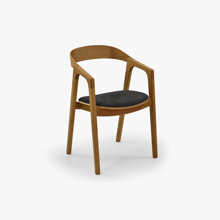 Modern tölgyfa étkezőszék, sötétszürke színben  - 3