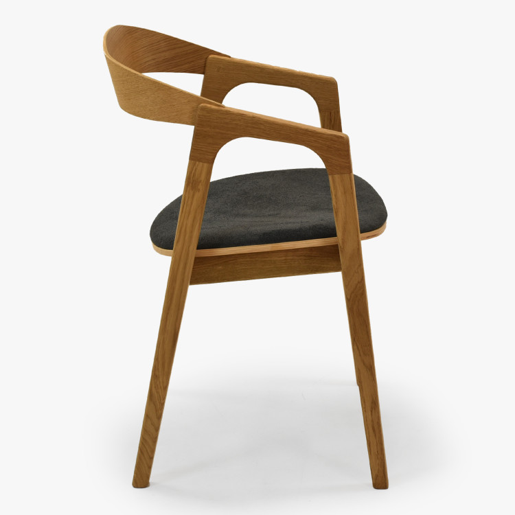 Modern tölgyfa étkezőszék, sötétszürke színben  - 4