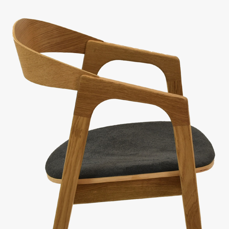 Modern tölgyfa étkezőszék, sötétszürke színben  - 5