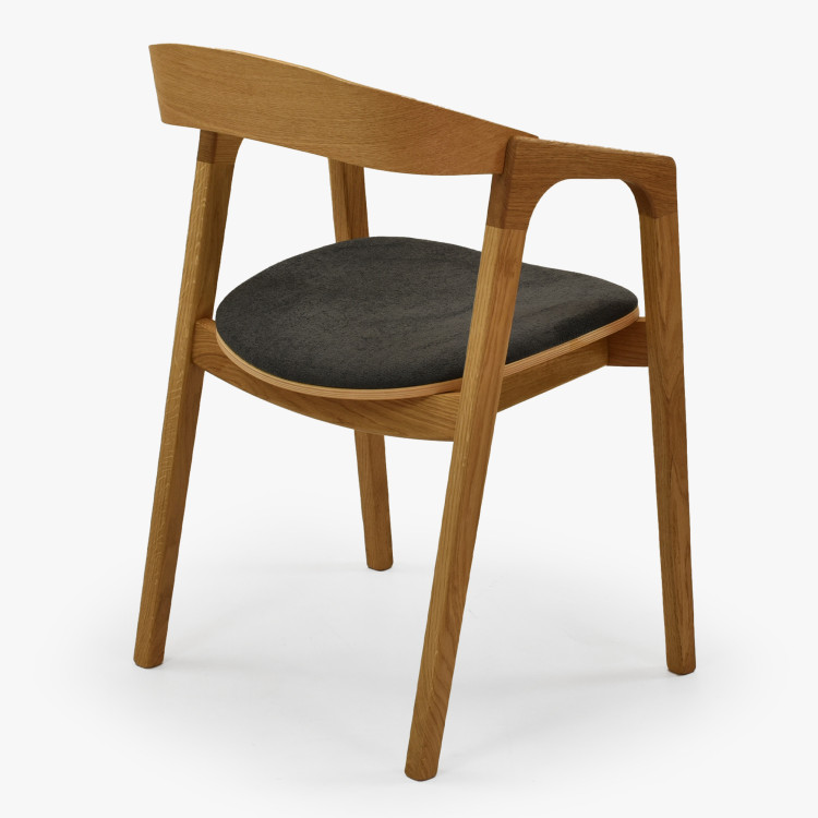 Modern tölgyfa étkezőszék, sötétszürke színben  - 6