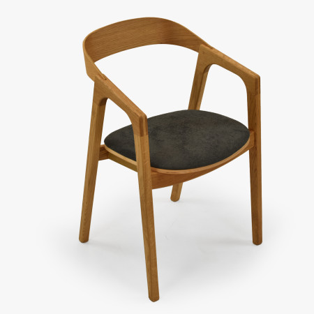 Modern tölgyfa étkezőszék, sötétszürke színben  - 7