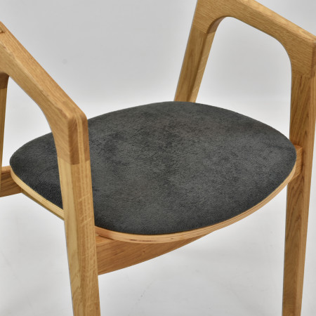 Modern tölgyfa étkezőszék, sötétszürke színben  - 8