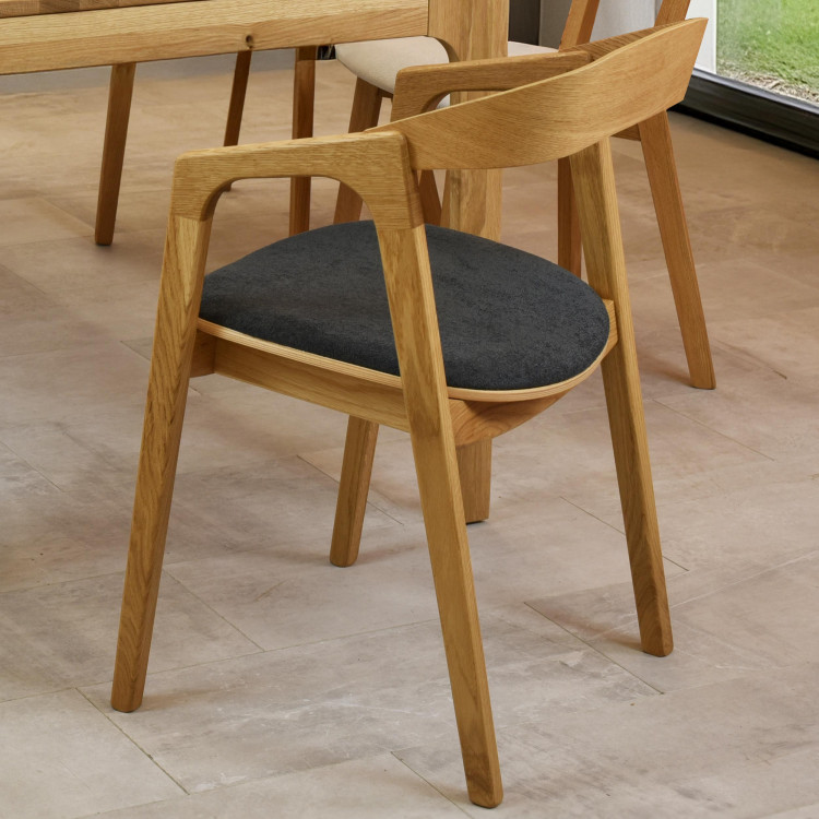 Modern tölgyfa étkezőszék, sötétszürke színben  - 10