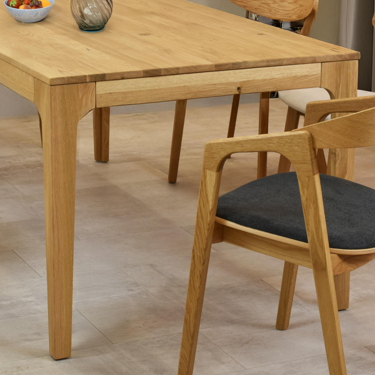 Modern tölgyfa étkezőszék, sötétszürke színben  - 11