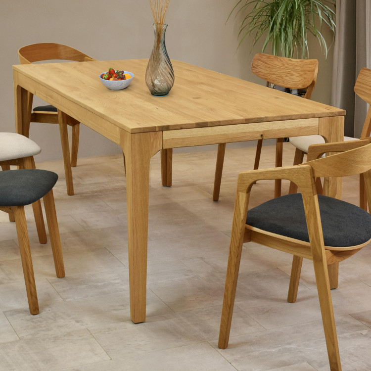 Modern tölgyfa étkezőszék, sötétszürke színben  - 12