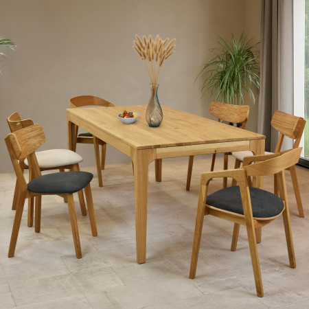 Modern tölgyfa étkezőszék, sötétszürke színben  - 14